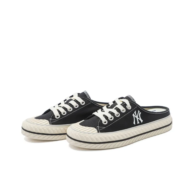 MLB Playball Mule Half towed Wear Resistant Low Top Canvas Shoes Unisex Black-2