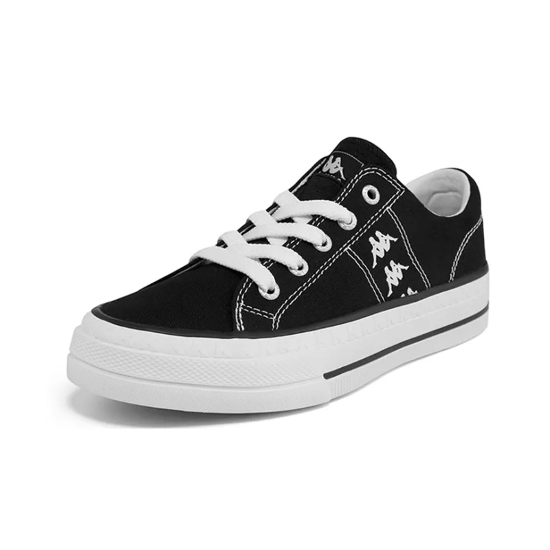 Kappa Anti Slip Wear Resistant Low Top Canvas Shoes Unisex Black White-1
