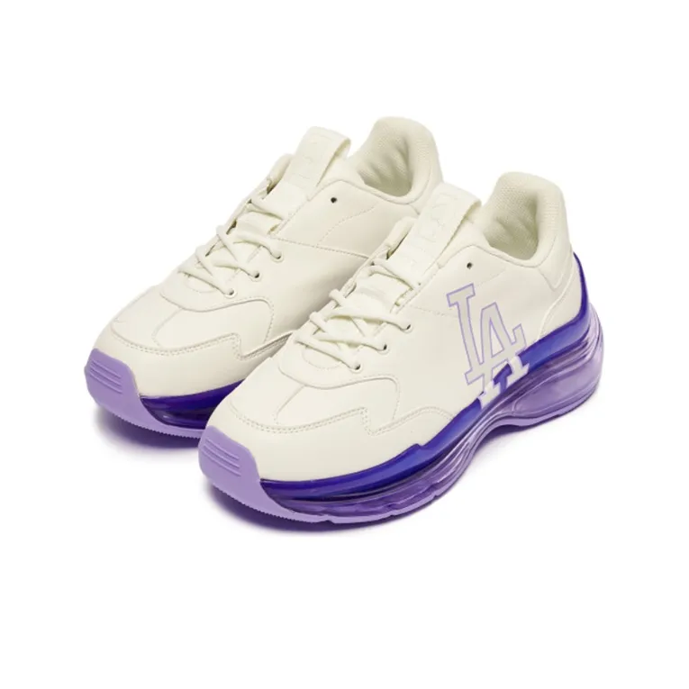 MLB Big Ball Chunky Anti Slip Wear Resistant Low Top Chunky Sneakers Unisex Beige Purple-2
