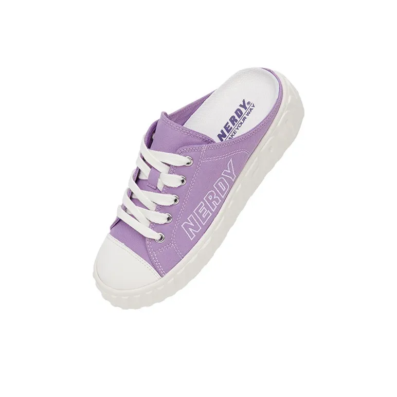Nerdy Canvas Shoes Unisex Low-Top Purple-2
