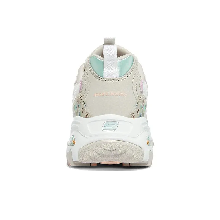 Skechers D'LITES 1.0 Anti Slip Wear Resistant Low Top Chunky Sneakers Women's White Gray Pink-3
