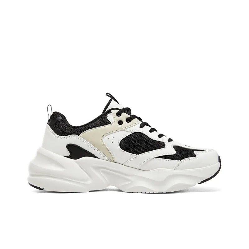 Skechers D'LITES Surfing Non slip Wear resistant Shock Absorption Low Top Chunky Sneakers Men's White Black Beige-1