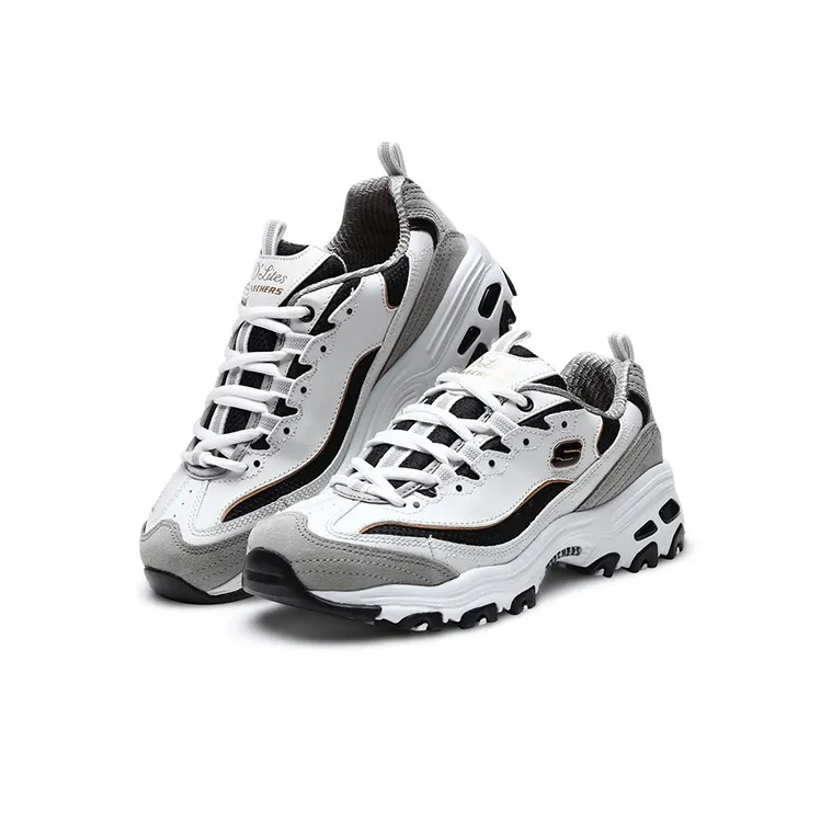 Skechers Chunky Sneakers Women's Low Top White/Light Gray/Black/Gold-2