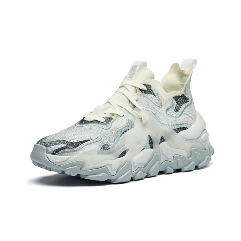 Anta Callus Removal Pro Cushioning, Slip Resistant, And Abrasion Resistant Low Top Chunky Sneakers Men's White Gray-1