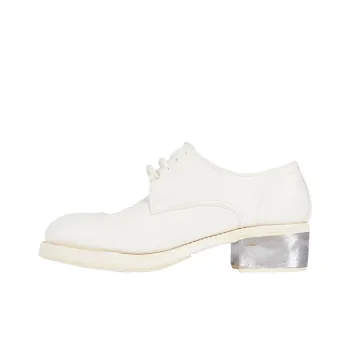 GUIDI Soft Horse Leather Flat Shoes Women's White Silver Root