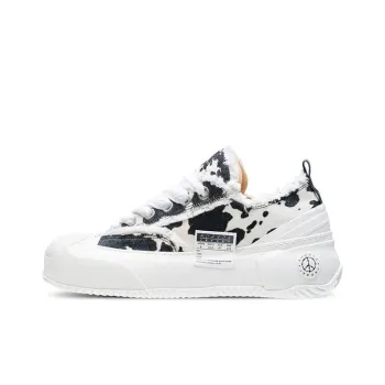 VESSEL G.O.P. 2.0 Marshmallow Lows Cow Print Low Top Canvas Shoes Unisex Black White