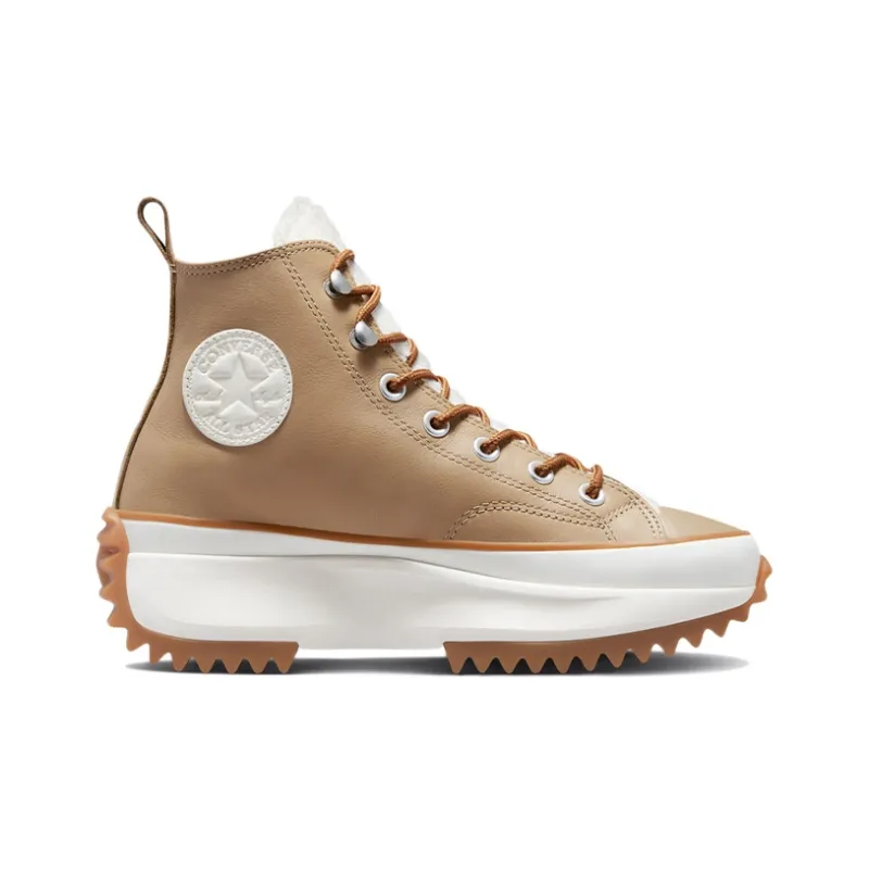 Converse Run Star Hike Hi Platform Sherpa Leather Nomad Khaki Egret Wheat Women's-1