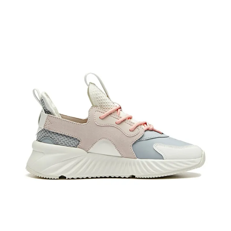 ANTA Chunky Sneakers Women's Low Top Mist Gray/Lotus Gray/Ivory White/Pink-1