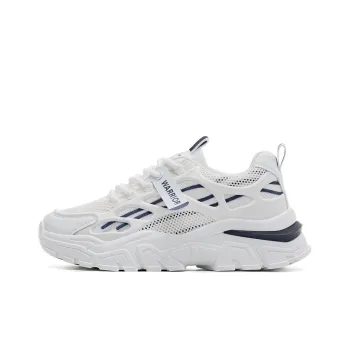 Warrior Wing Series Cushioned Abrasion Resistant Slip Resistant Low Top Chunky Sneakers Unisex Blue White