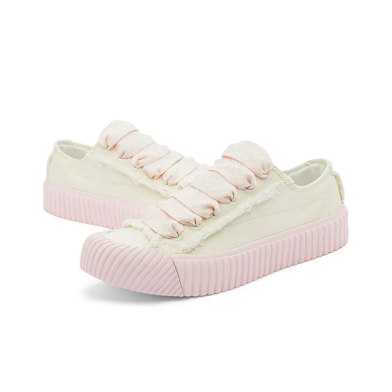 Kappa Wear resistant And Lightweight Low Top Canvas Shoes Women's White Light Rose Pink-3