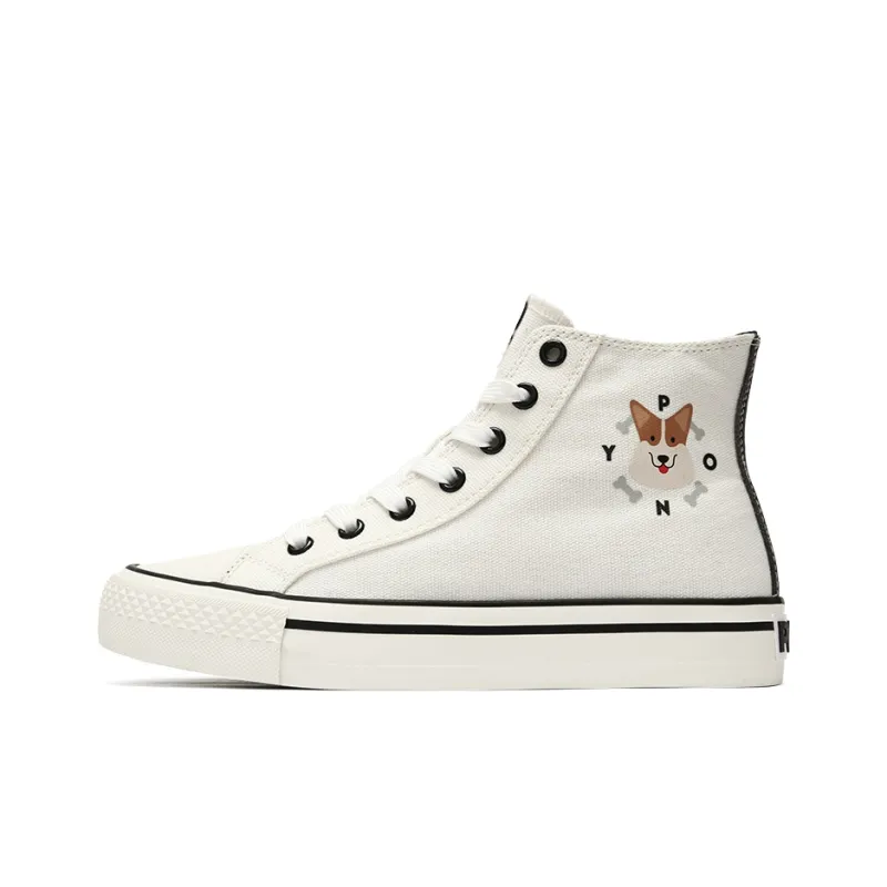 PONY Shooter Abrasion Resistant High Top Canvas Shoes Unisex Raw White-0