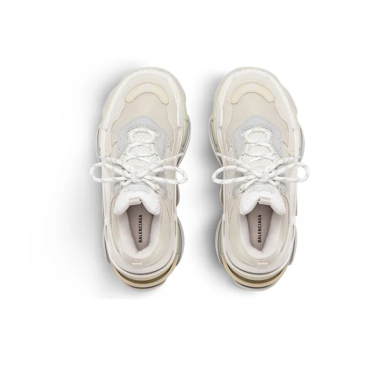 Balenciaga Triple S Wear Resistant Low Top Chunky Sneakers Women's White Gray-6