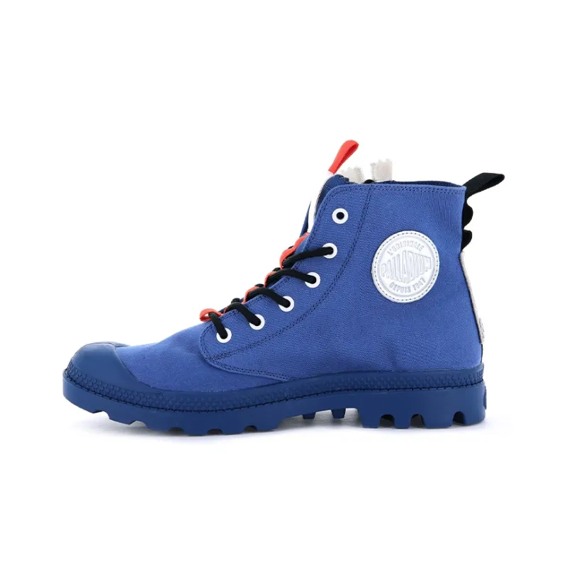 Palladium Pampa Hi Ticket To Earth Anti-Slip Wear-Resistant High-Top Canvas Shoes Unisex Blue-0