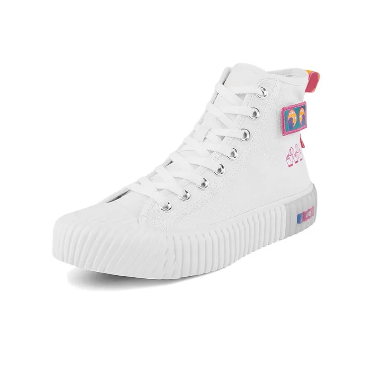 Kappa Anti Slip Wear Resistant High Top Canvas Shoes Unisex White-2