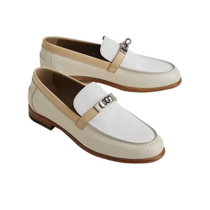 HERMES Destin Casual Single Shoes Women's White-4