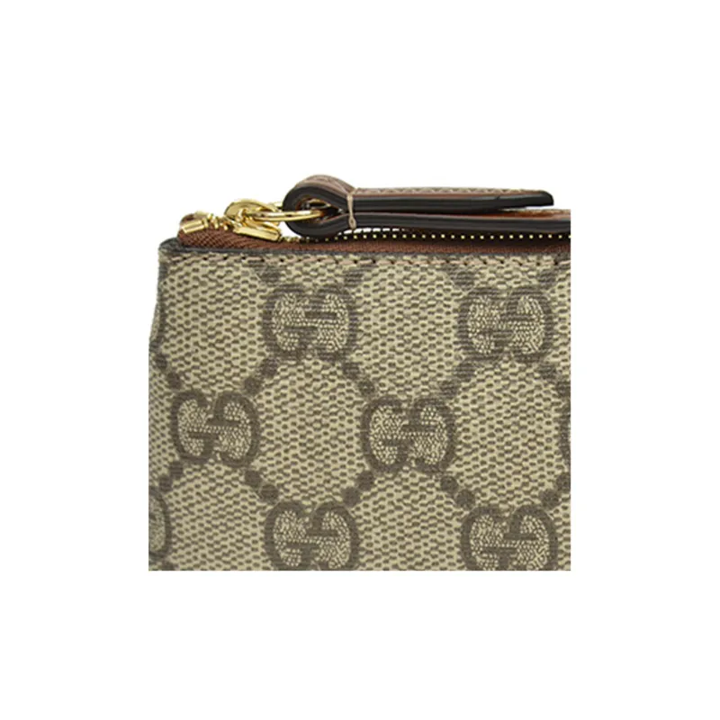 GUCCI Canvas With Leather PVC Key Pouch Coin Purse Regular Unisex Ebony/Brown-4
