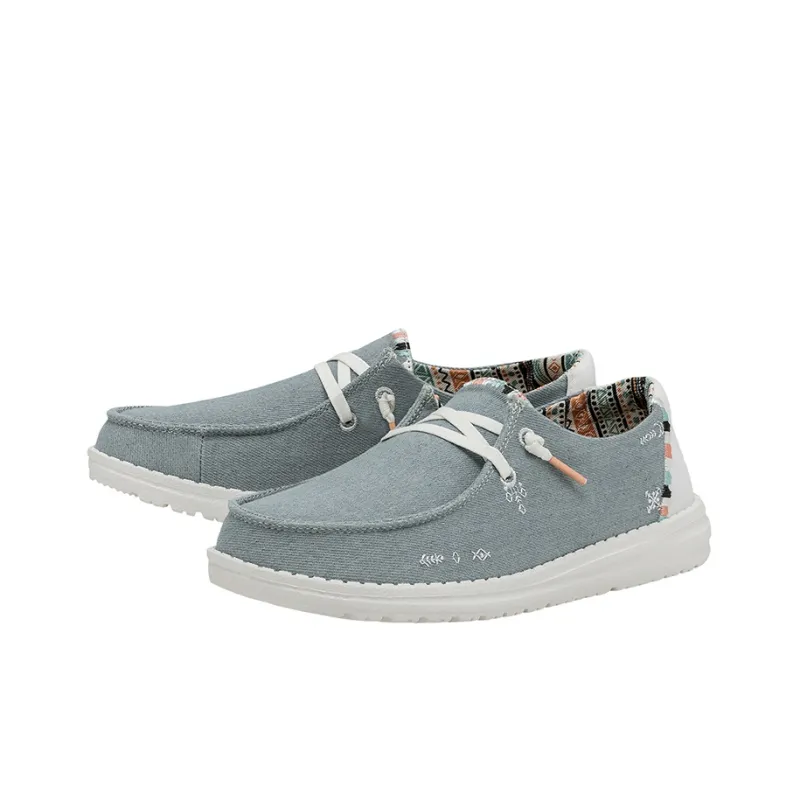 Heydude Canvas Shoes Women's Low Top Light Denim Blue-1