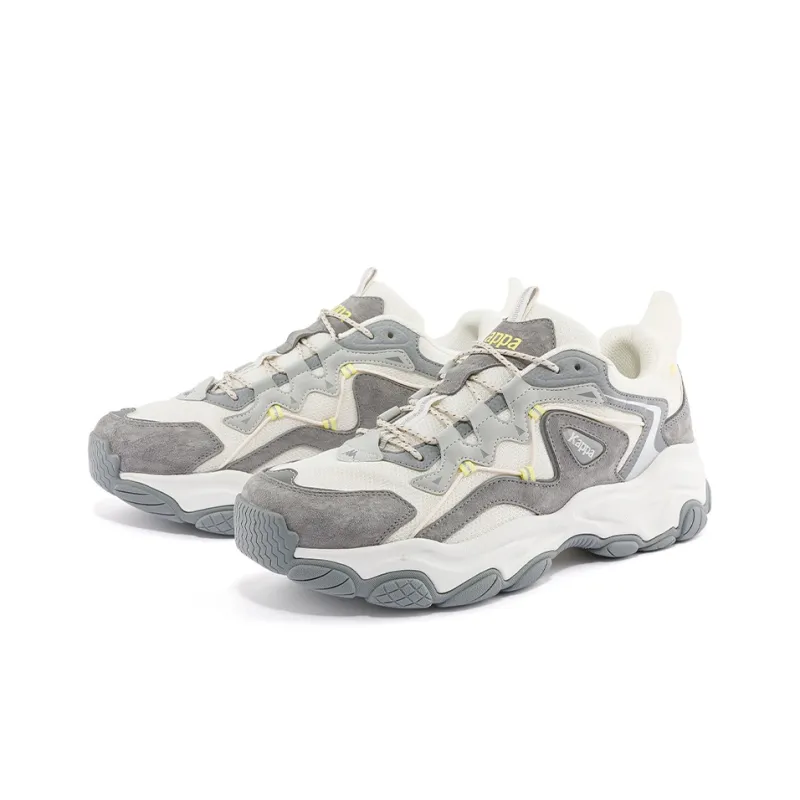 Kappa Cushioning Anti Slip And Wear Resistant Low Top Chunky Sneakers Unisex Gray Beige Yellow-2