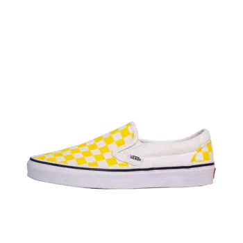 Vans Slip on Non slip Lightweight Low Top Canvas Shoes Unisex Yellow White Checkerboard