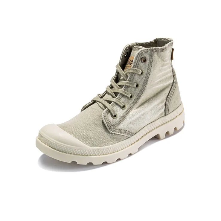 Palladium Pampa Abrasion Resistant Slip Resistant High Top Canvas Shoes Unisex Light Gray-1