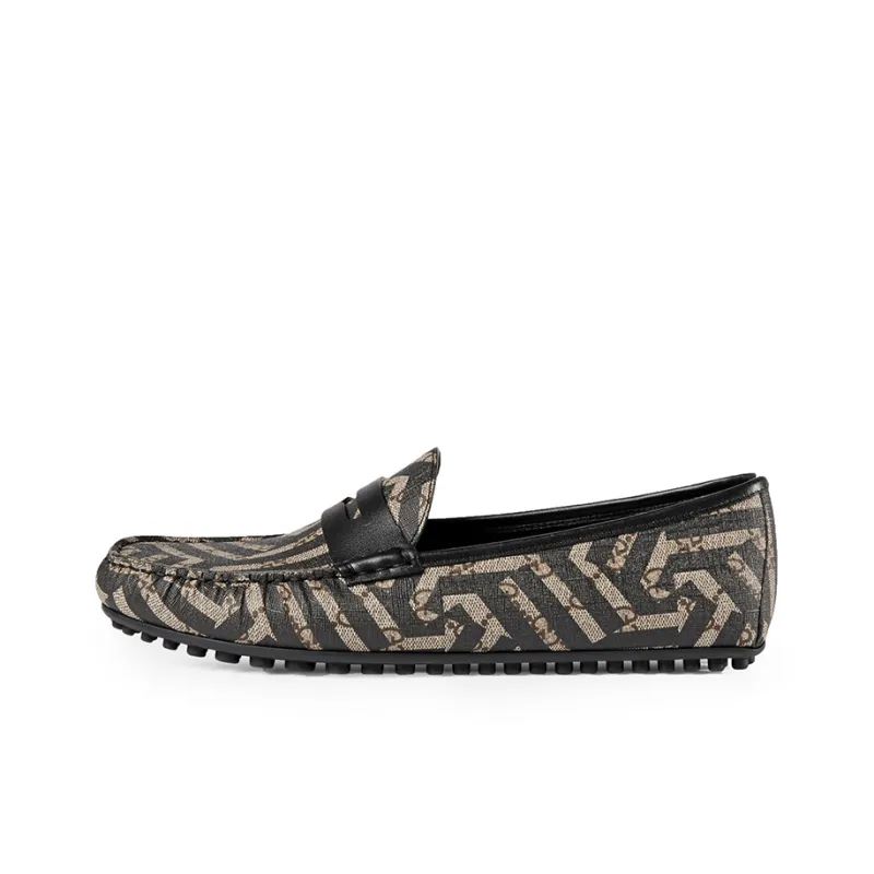 GUCCI DRIVER Caleido Gommino Loafers Men's Black Brown-0