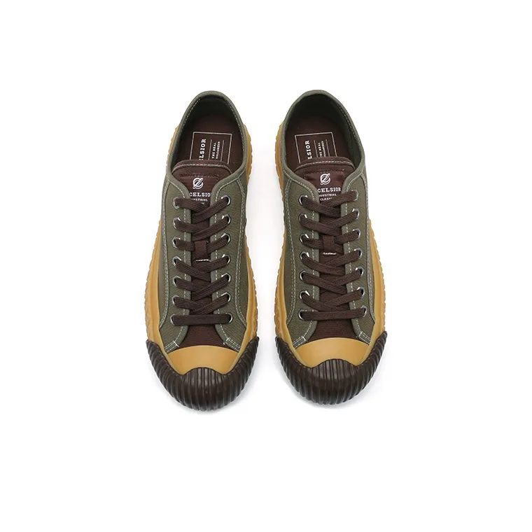 Excelsior Canvas Shoes Unisex Low Top Olive Green-3