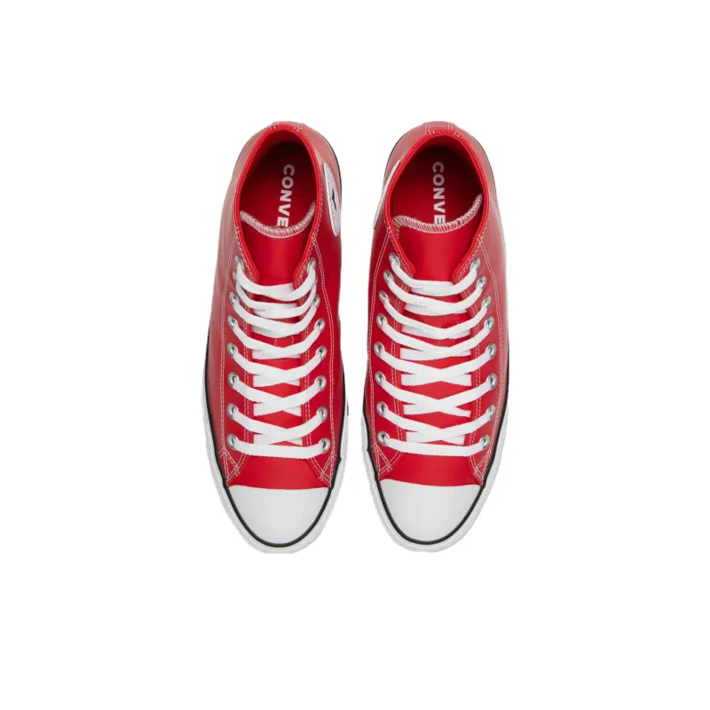 Converse All Star Series Faux Leather Anti-Slip Wear-Resistant High-Top Canvas Shoes Unisex Red-3
