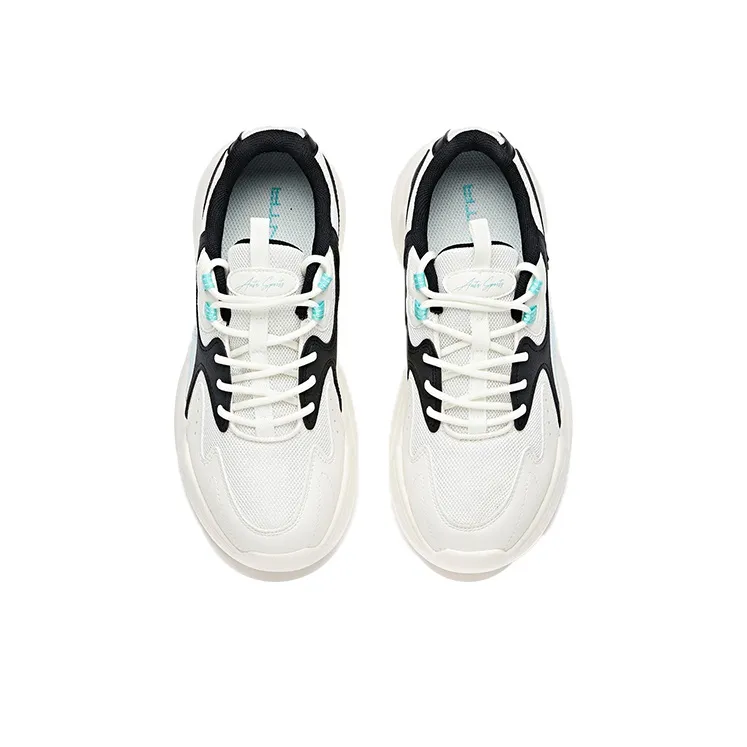 ANTA Chunky Sneakers Women's Low Top Ivory White/Black/Blue-2