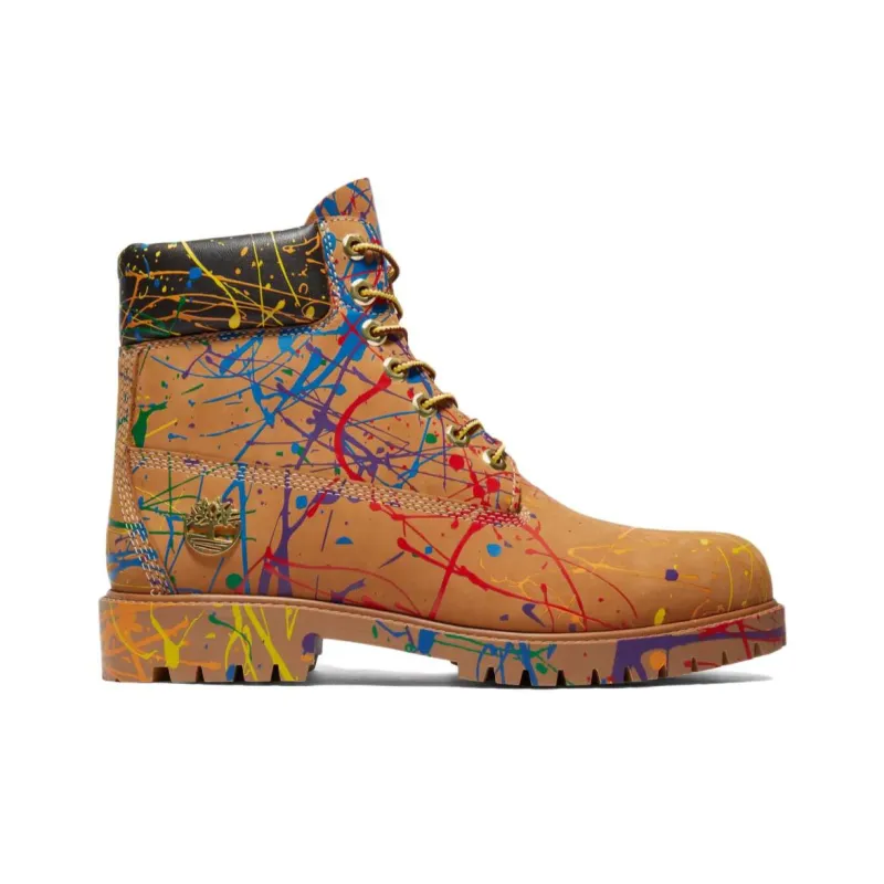Timberland Heritage Collection Paint Splash 6 Warm And Wear Resistant Crew Outdoor Boots Yellow-1