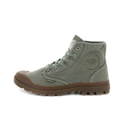 Palladium Pampa Hi Anti-Slip Wear-Resistant High-Top Canvas Shoes Unisex Green Brown