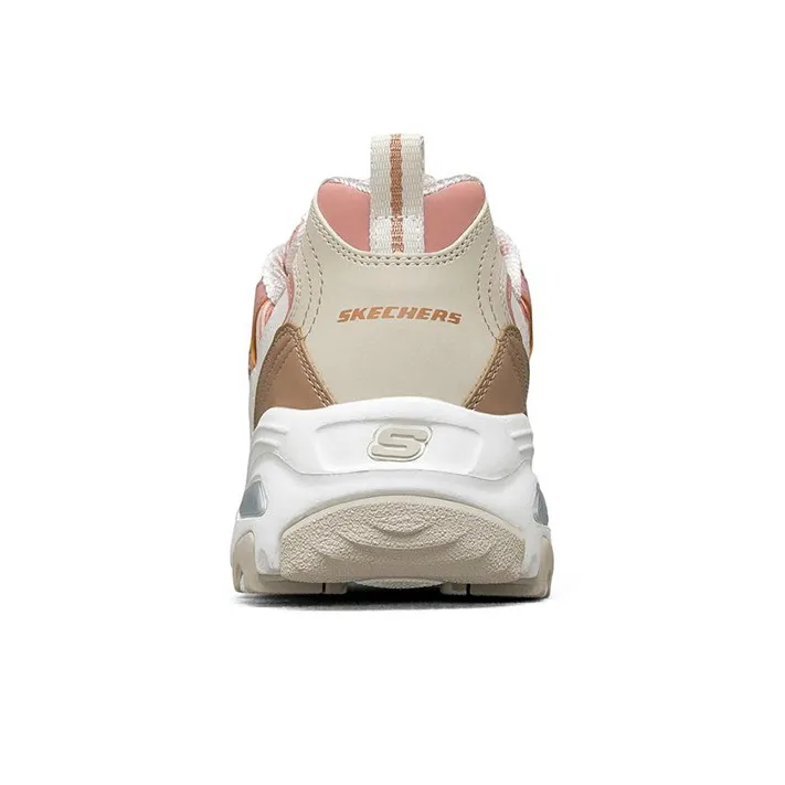 Skechers D'LITES 1.0 Cushioning Anti Slip Wear Resistant Breathability Low Top Chunky Sneakers Women's Pink White-3