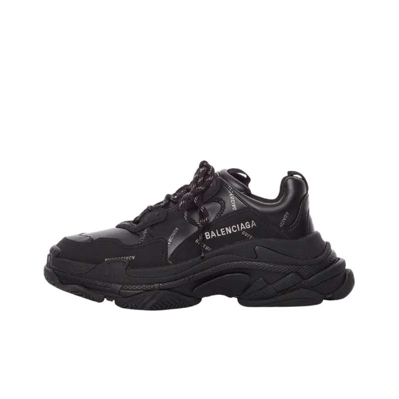 Balenciaga Triple S AllOver Logo Black Grey Leather Free-0