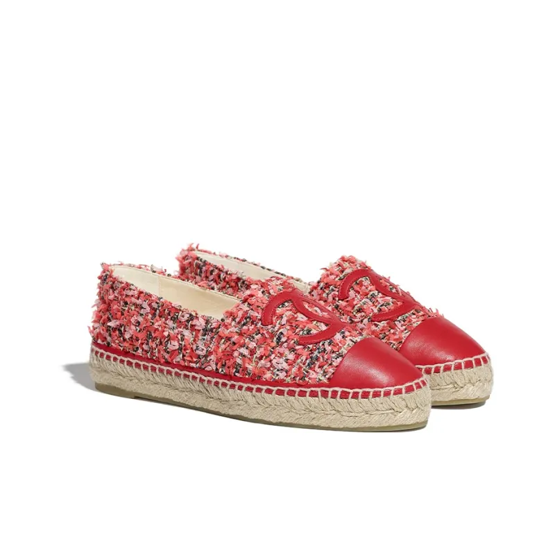 CHANEL Casual Single Shoes Women's Red Pink-2