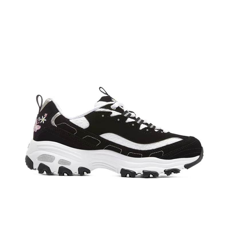 Skechers D'Lites 1.0 Chunky Sneakers Women's Low Top Black/White/Silver-1