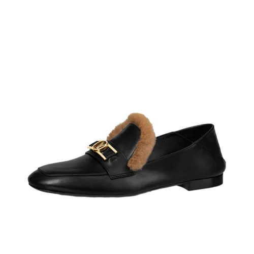 LOUIS VUITTON Upper Case Loafers Women's Black