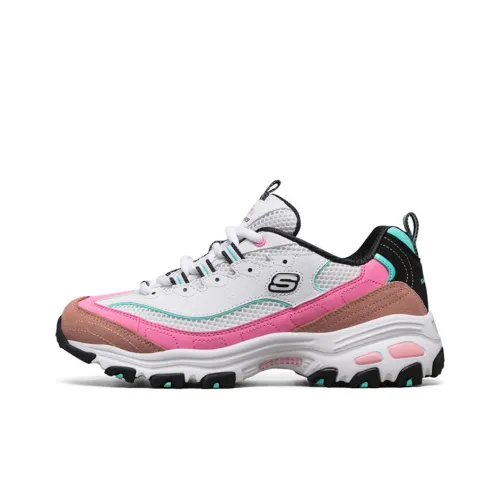 Skechers D'Lites 1.0 Chunky Sneakers Women's Low Top White/Pink/Blue