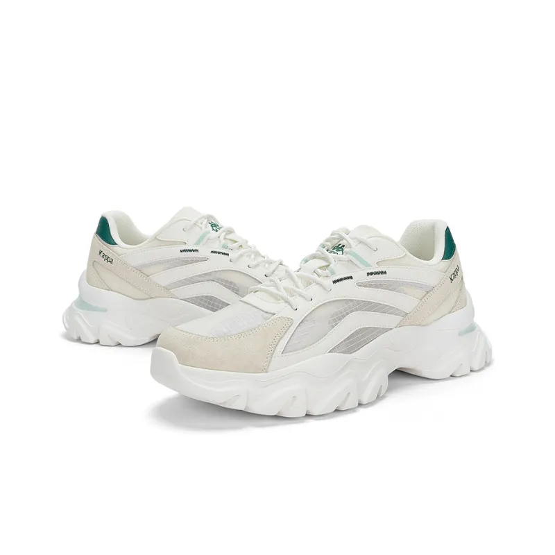 Kappa Anti-Slip Wear-Resistant Low-Top Chunky Sneakers Unisex White Gray-3