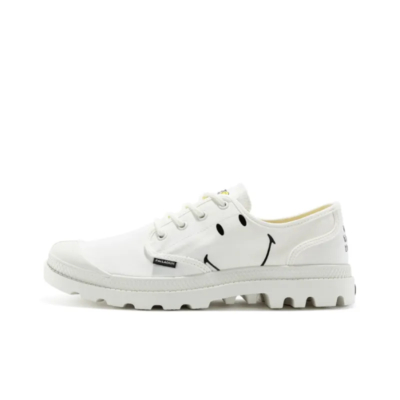 Smiley X Palladium Pampa Canvas Shoes Unisex Low Top White-0