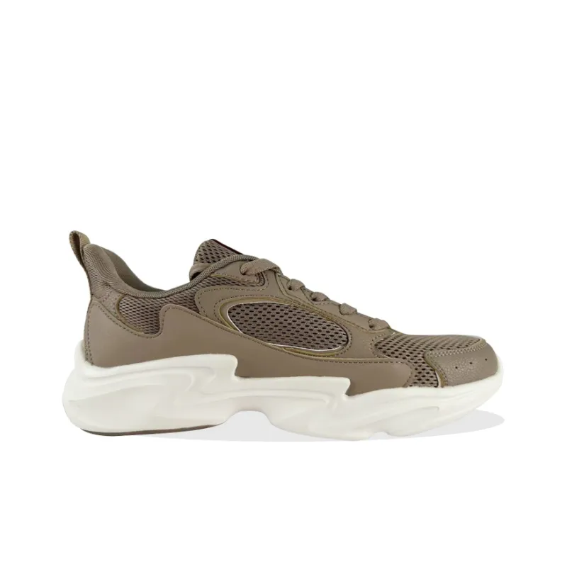 361° Chunky Sneakers Men Low Top Linen Gray/Khaki Brown-1