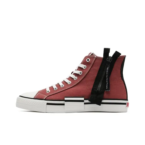 Pony Canvas Shoes Men High-Top Burgundy