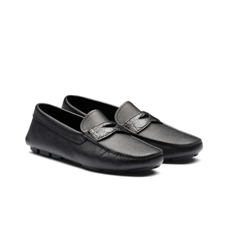 PRADA Saffiano Men's Casual Shoes Men Low Top Black-1