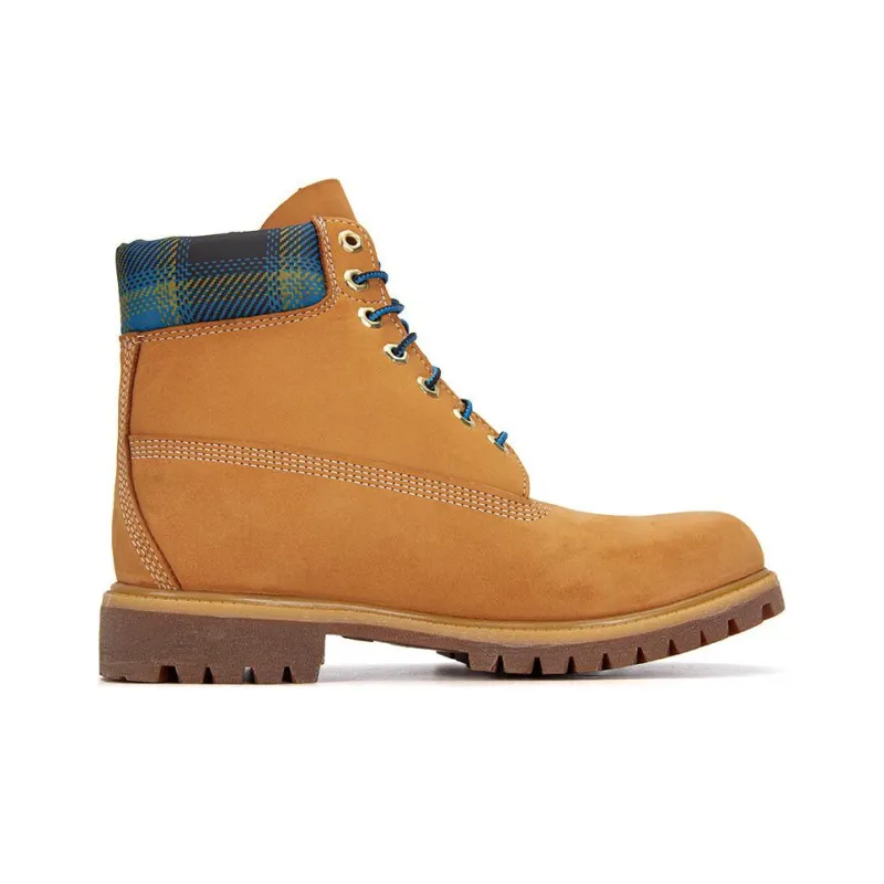 Timberland Premium 6 Inch Boots 'Wheat With Blue Tartan Collar'-1