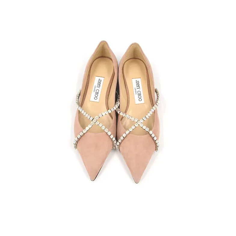 Jimmy Choo Genevi Flat Casual Single Shoes Women's Nude Pink-4