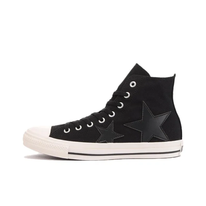 Converse Chuck Taylor All Star DOUBLESTARS HI Anti-Slip Wear-Resistant High-Top Canvas Shoes Unisex Black Japan Version-0