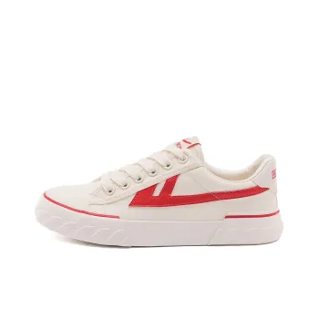Warrior Ulzzang Trendy Versatile Wear resistant And Lightweight Low Top Canvas Shoes Unisex Beige Red