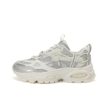 Kappa Cushioned Wear Resistant Height Increasing Low Top Chunky Sneakers Unisex White Silver