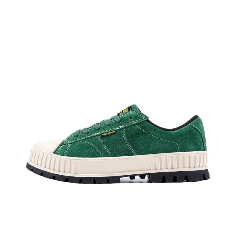 Palladium Pallashock90Sde Anti Slip Wear Resistant Low Top Canvas Shoes Unisex Green Smoke White-0