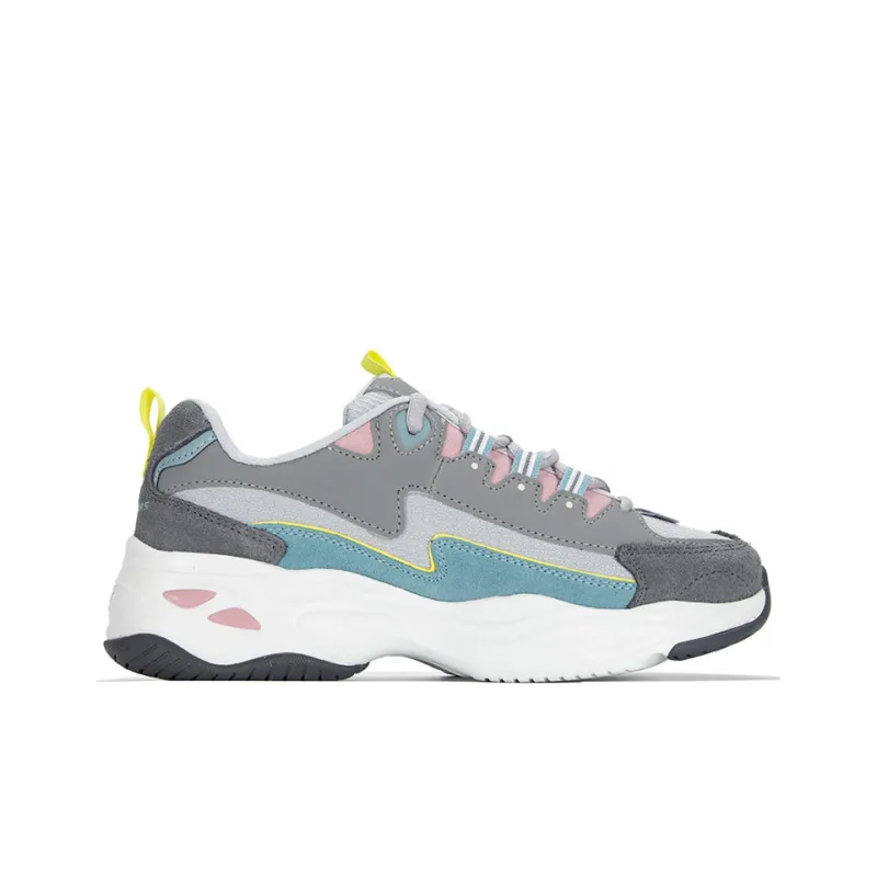Skechers D'LITES 4.0 Lightning Panda Cushioning Anti-Slip And Wear-Resistant Low-Top Chunky Sneakers Women's Gray-1