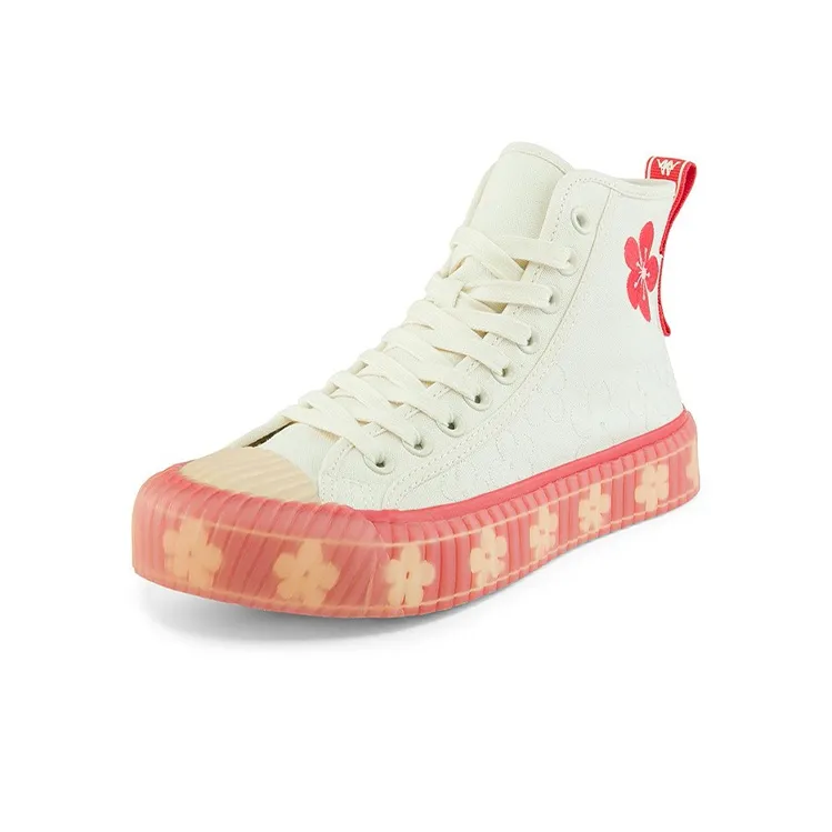 Kappa Anti Slip And Wear Resistant Coverage High Top Canvas Shoes Unisex Heron Feather White-1