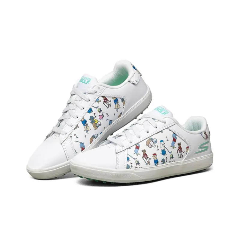 Skechers Go Golf Drive 4 Anti Slip Wear Resistant Low Top Golf Shoes Women's White Cyan-1